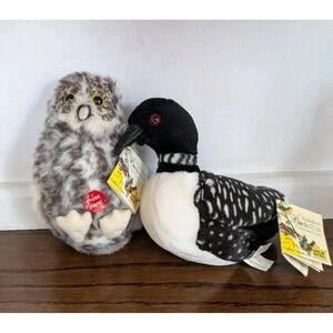 Vintage Lot Feb 2001 Audubon Wild Republic Great Gray Owl & Common Loon Plushes